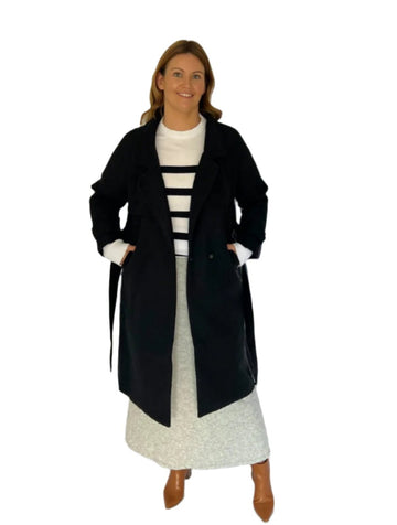 Wall Street Trench Style Wool Coat