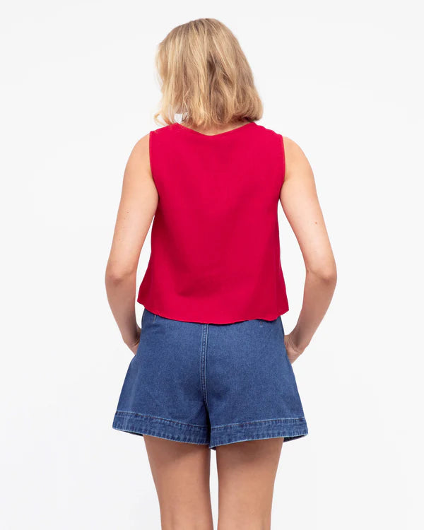 Jersey Tie Front Sleeveless Shirt