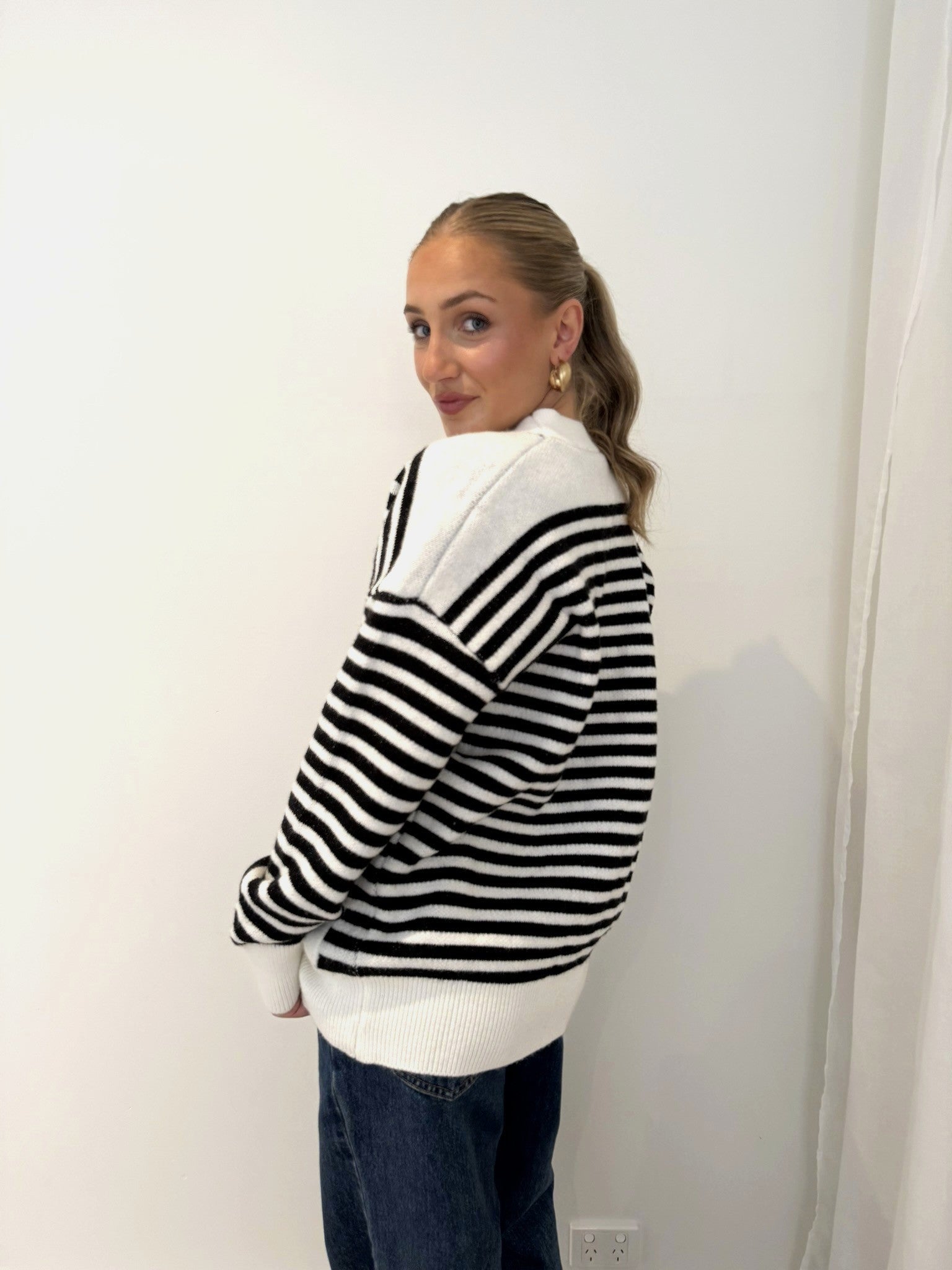 Park Avenue Stripe Knit Cardi with Pocket