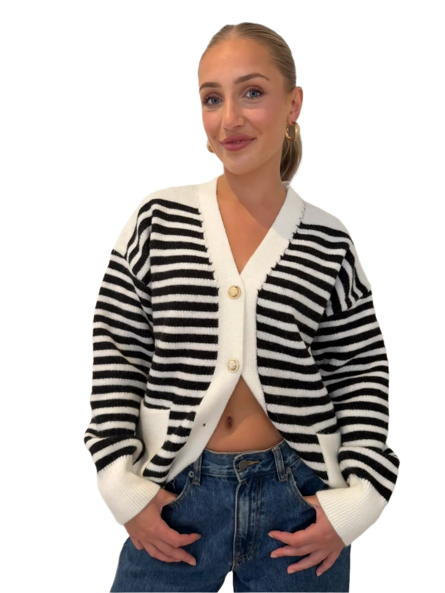 Park Avenue Stripe Knit Cardi with Pocket