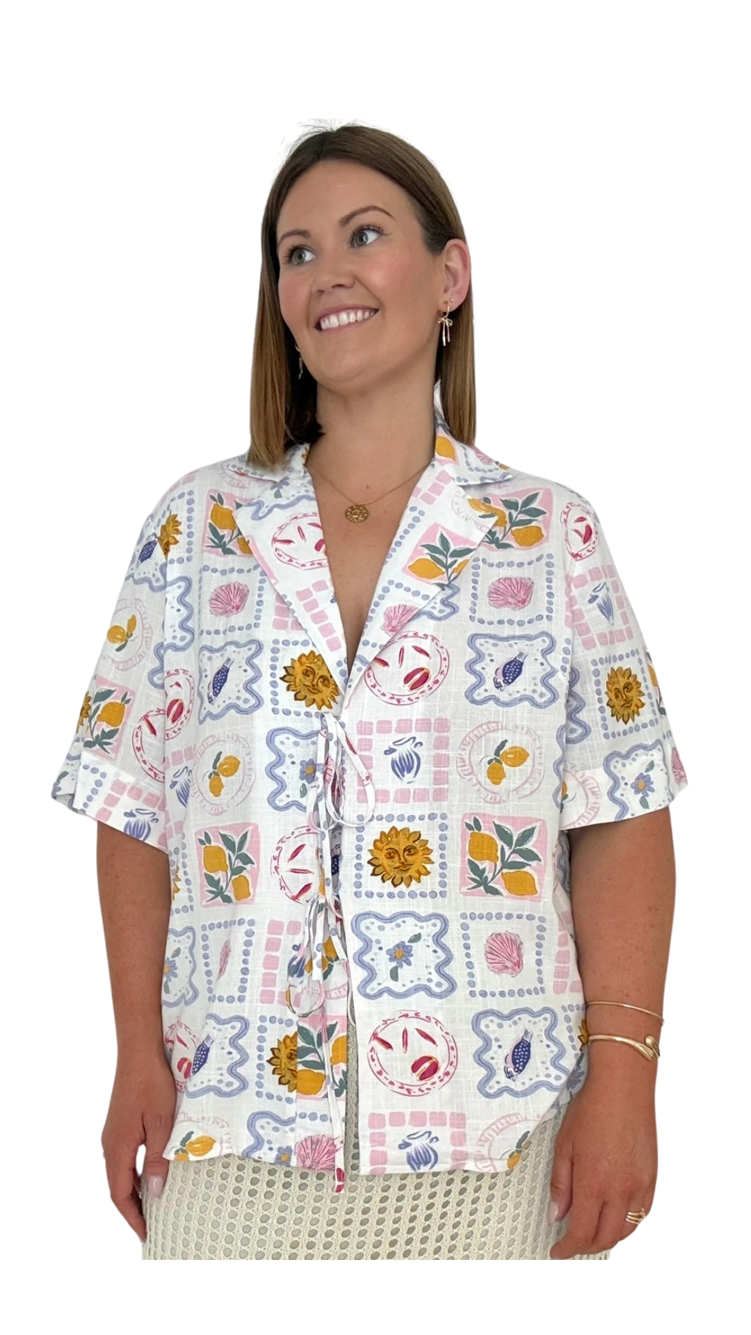 Florida Vacay Tie-Up Short Sleeve Shirt