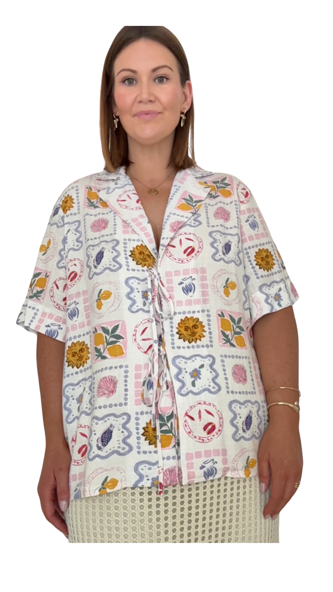 Florida Vacay Tie-Up Short Sleeve Shirt