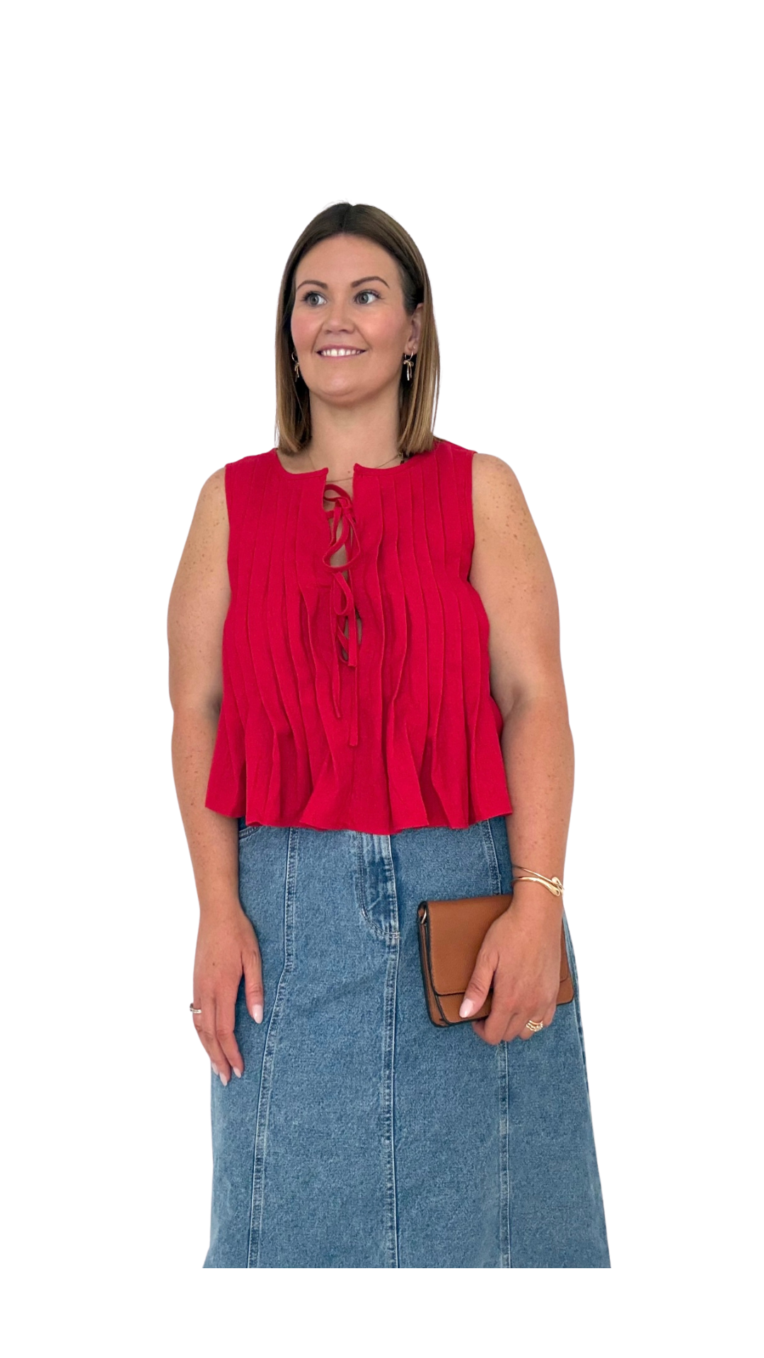 Jersey Tie Front Sleeveless Shirt