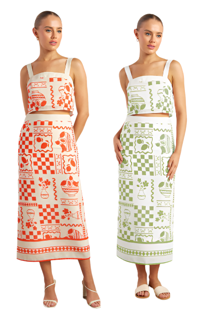 Lake Placid Top and Midi Skirt Set