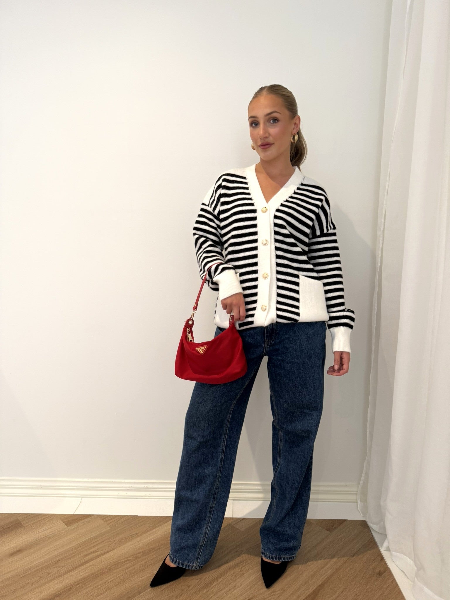 Park Avenue Stripe Knit Cardi with Pocket
