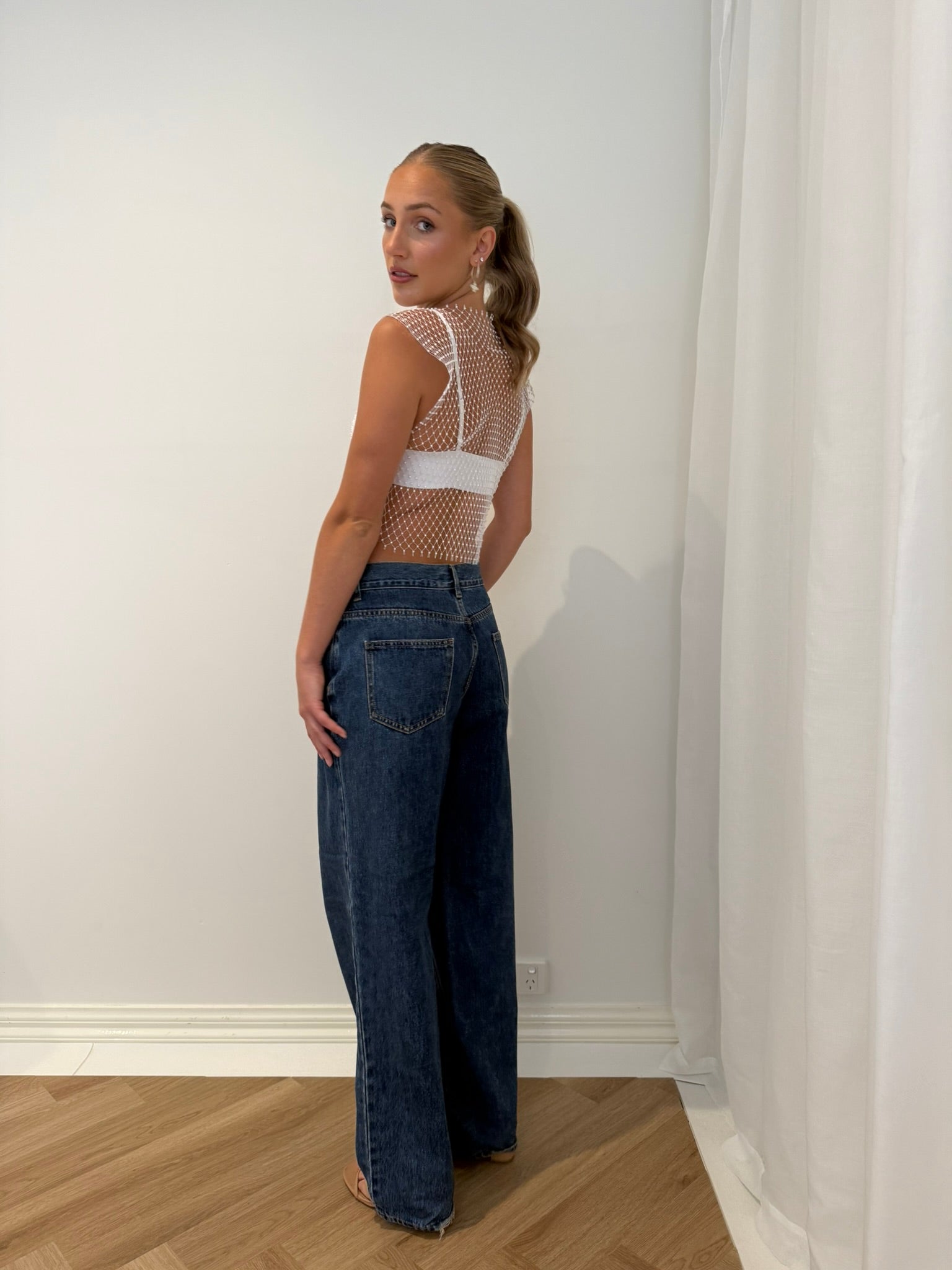 Chrysler Rhinestone Top- white