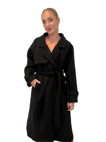 Wall Street Trench Style Wool Coat